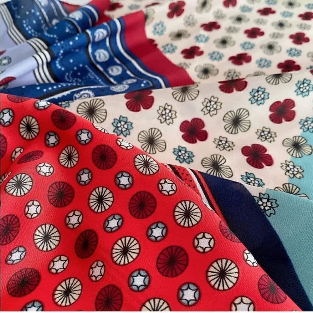 Red Pattern Silky Scarf  - Picture 2 of 3